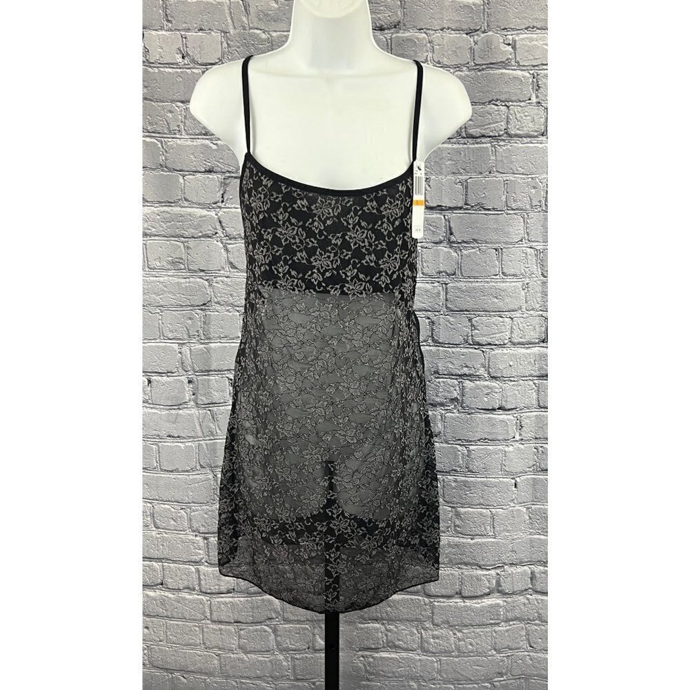 Jezebel Black Lace Chemise Slip Nightie Size S NWT